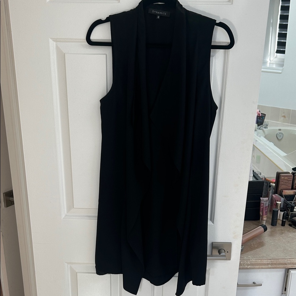 Black Sleeveless Drape Vest